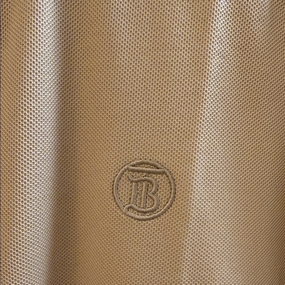 Burberry Tan Polo Shirt with Striped Collar - Picture 3 of 5